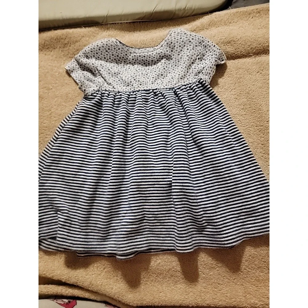 Carters 24 Months Girl Dress Blue & White Stripes & Floral Pattern‎